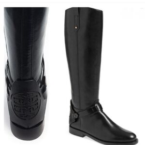 Tory Burch Colton Leather Riding Boots Galleon Leather Black Size 5M N…
